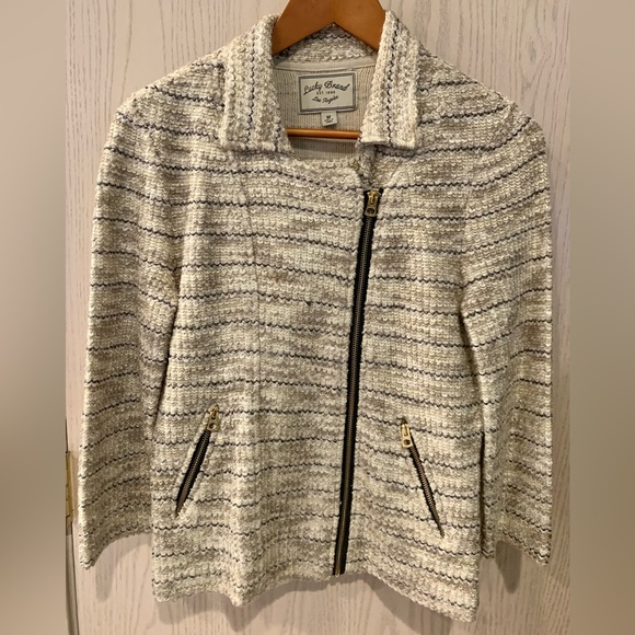 Lucky Brand Marled Zip Up Moto Jacket Size Medium - Picture 2 of 7